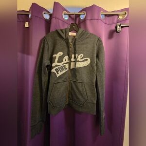 Victoria's Secret PINK Dark Gray 'Love PINK' Zip-Up Hoodie